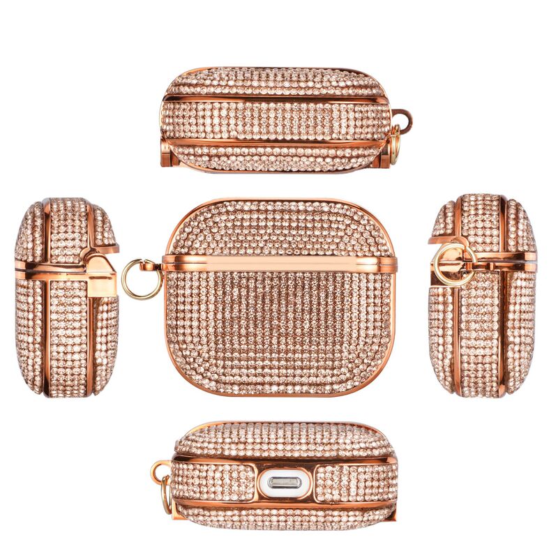 Suitable for Apple AirPods Pro3 Crystal Diamond 4Th Generation Bluetooth Earphone Case Electroplated Pro2 Diamond-Studded Dual-Slot Earphones