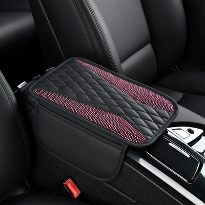 Armrest box pad: Rhinestone with Side Pocket Car