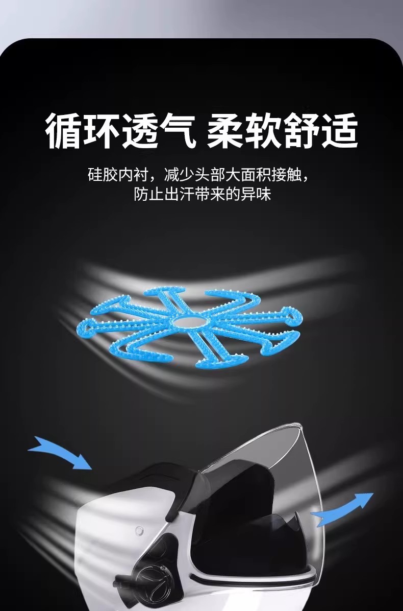 Electric Motorcycle Riding Helmet Inner Padding That Doesn'T Flatten Hair, Ventilated and Breathable, Anti-Odor, Universal Breathable Pad