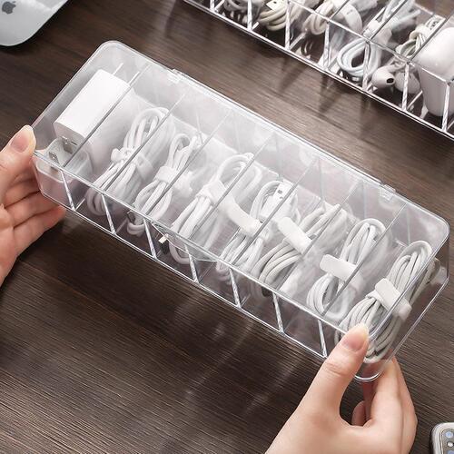 Dustproof storage and cable management box, central hub, organizer box, desk data cable storage box, mobile phone charging cable, power cable holder