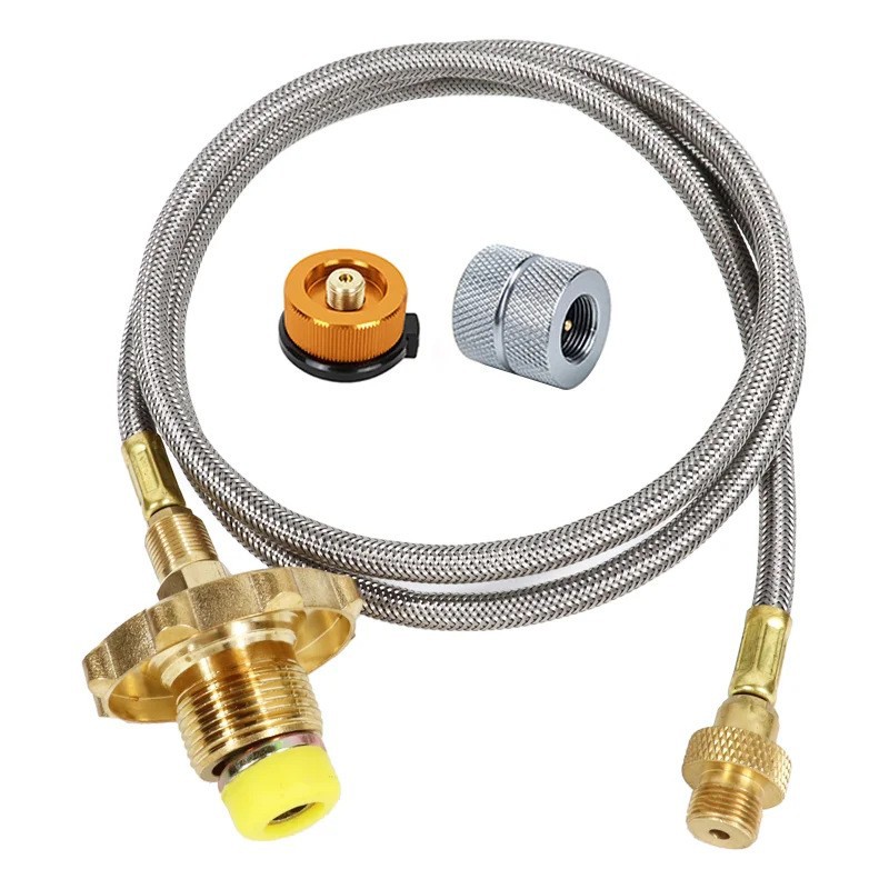 欧规户外野营气炉头炉子扁气罐延长线转换煤气瓦斯液化气连接接头