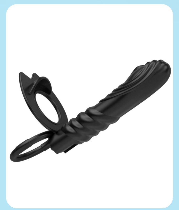 Dual Ring Prostate Massager with Vibrating Stimulation in Black-Red ABS — detail image 15