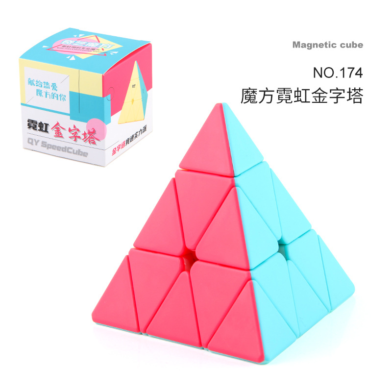 Qiyi Rubik Cube dos tres cuatro cinco orden Rubik Cube de neón macaron color pirámide Rubik Cube Caja de color Ciencia y Educación Juguetes Educativos