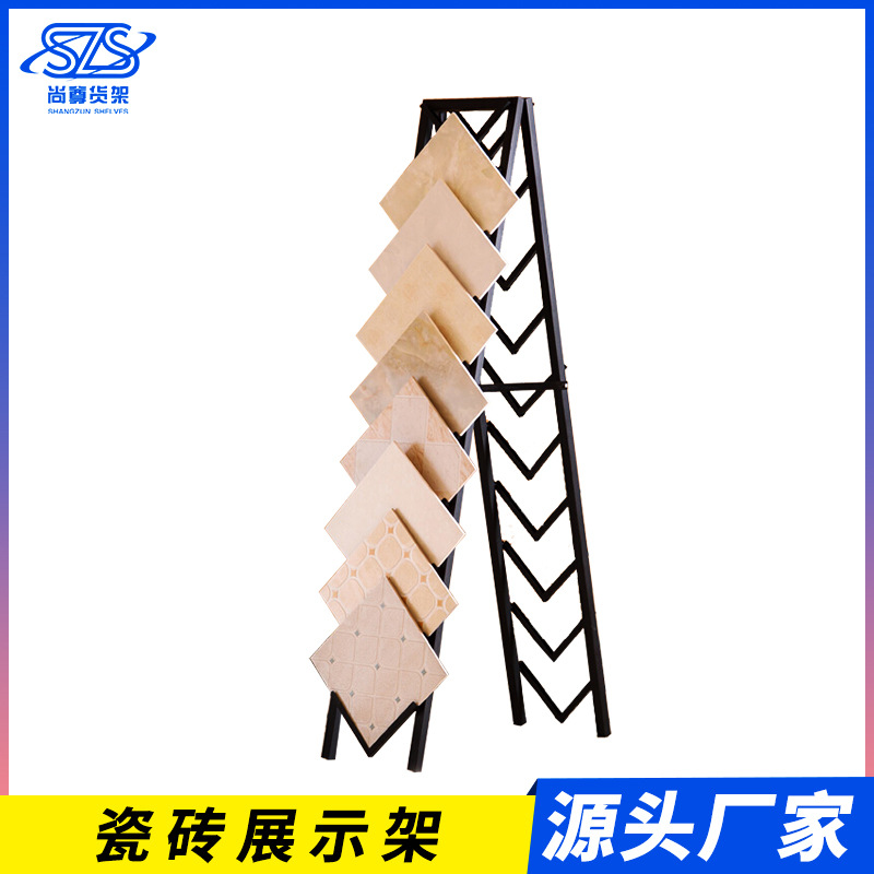 折叠双面瓷砖展示架 人字瓷砖样品陈列架子 木板样品展示货架展示