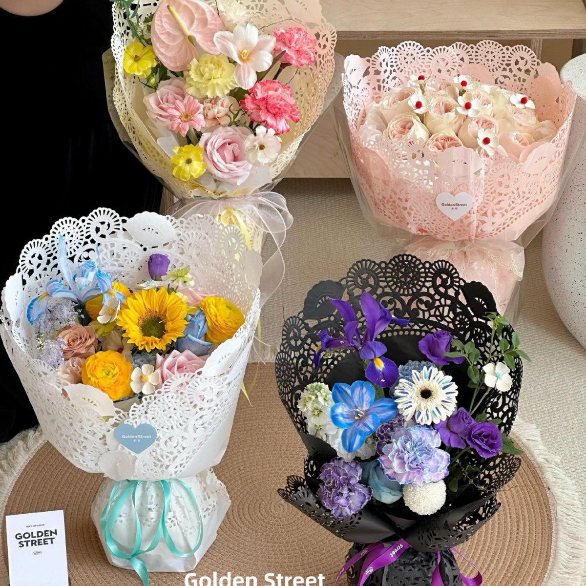 海盐芝士古典镂空蕾丝花纹艺术包装纸鲜花花束立体包花纸花艺diy