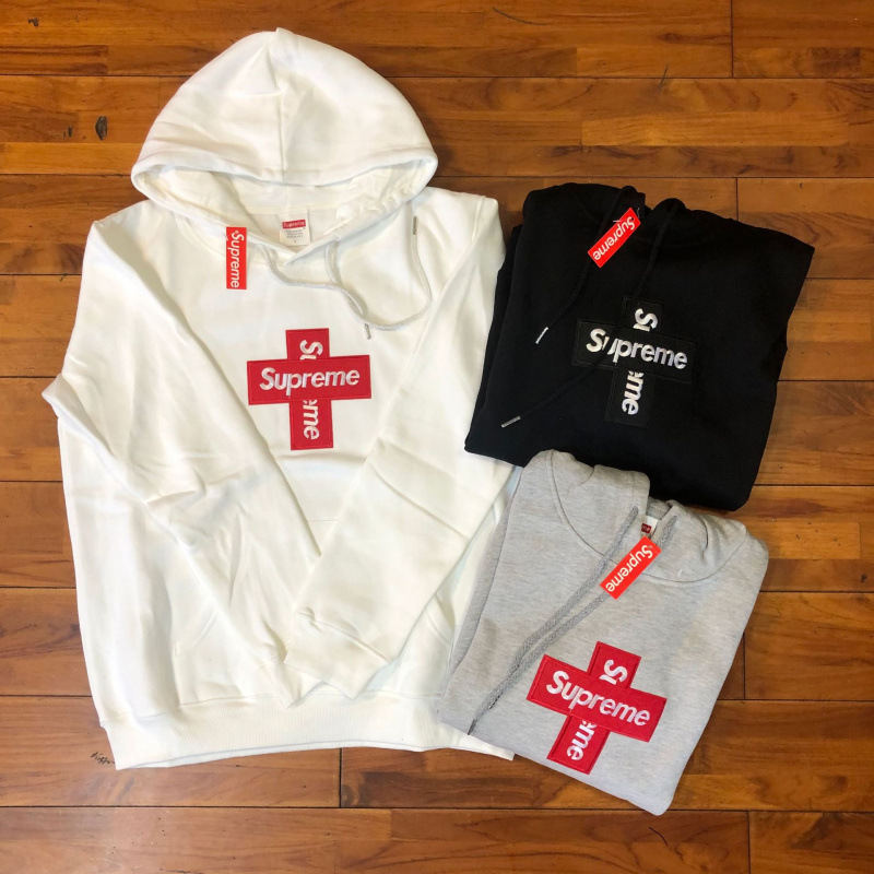 Cross-Border Trendy Sweatshirt with Hooded Letter Embroidery Logo Sweatshirt Jacket Cross Classic Box Dropshipping