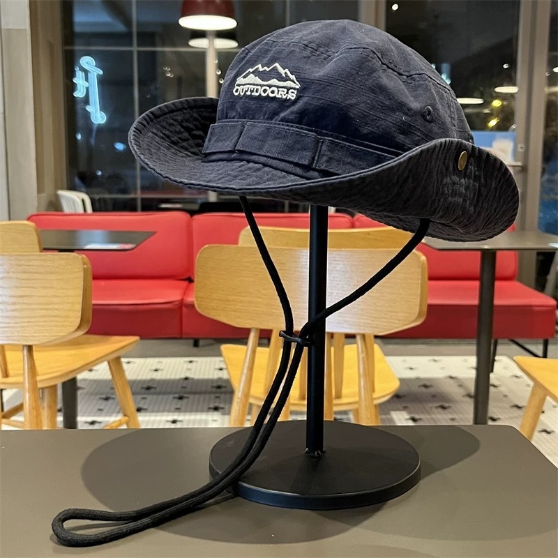 人気のアウトドアレトロフィッシャーマンハット、夏のハイキング、釣り、日焼け止めサンハット、登山、ウエスタンサンシェードカウボーイハット|undefined