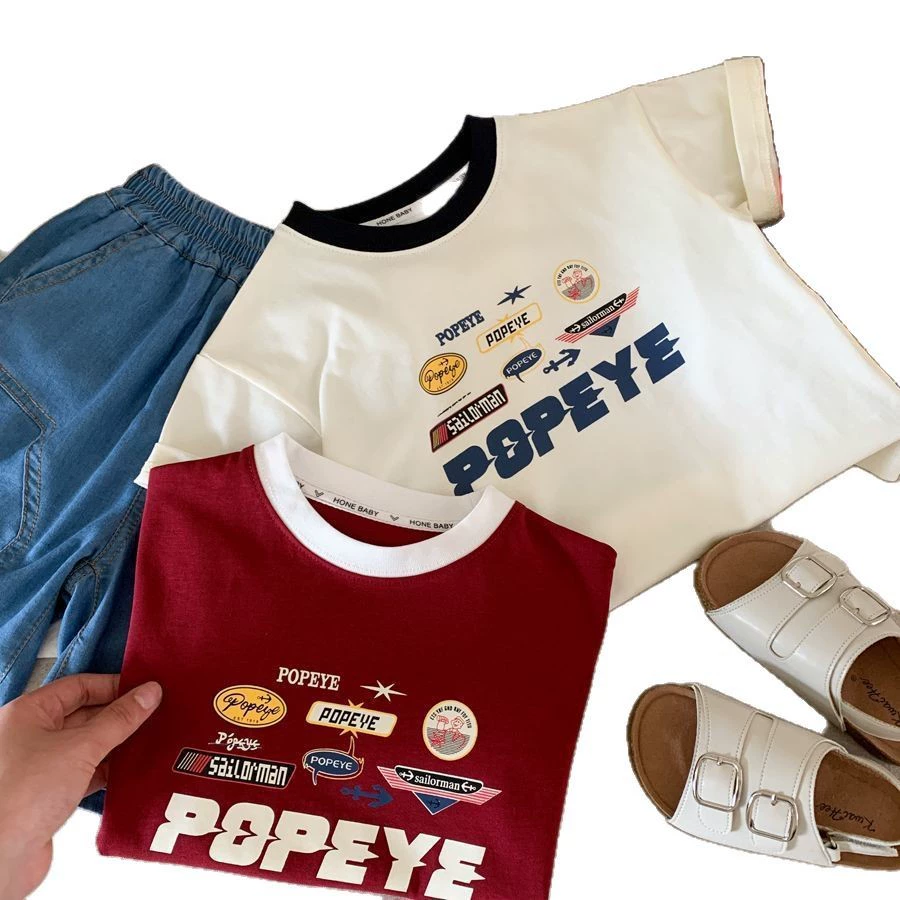 Summer children's cotton cute short sleeve T-shirt for boys for leisure