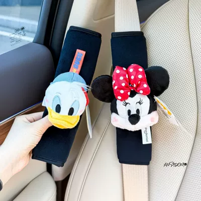 Shoulder Pads Creative Car-Mounted Cute Mickey: Sürətlər qutusu və əl tormozu başlıqları - black-velvet-shoulder-pads-authentic-classic-minnie-mouse-head-donald-duck-head-set-of-two
