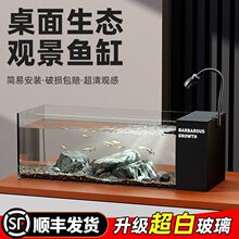 鱼缸客厅小型新款侧滤制氧超白玻璃桌面生态一体式造景养金鱼厂家