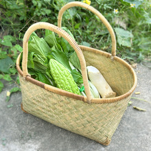 竹编篮子手提菜篮篮野炊收纳提篮水果鸡蛋菜筐环保购物买菜提篮