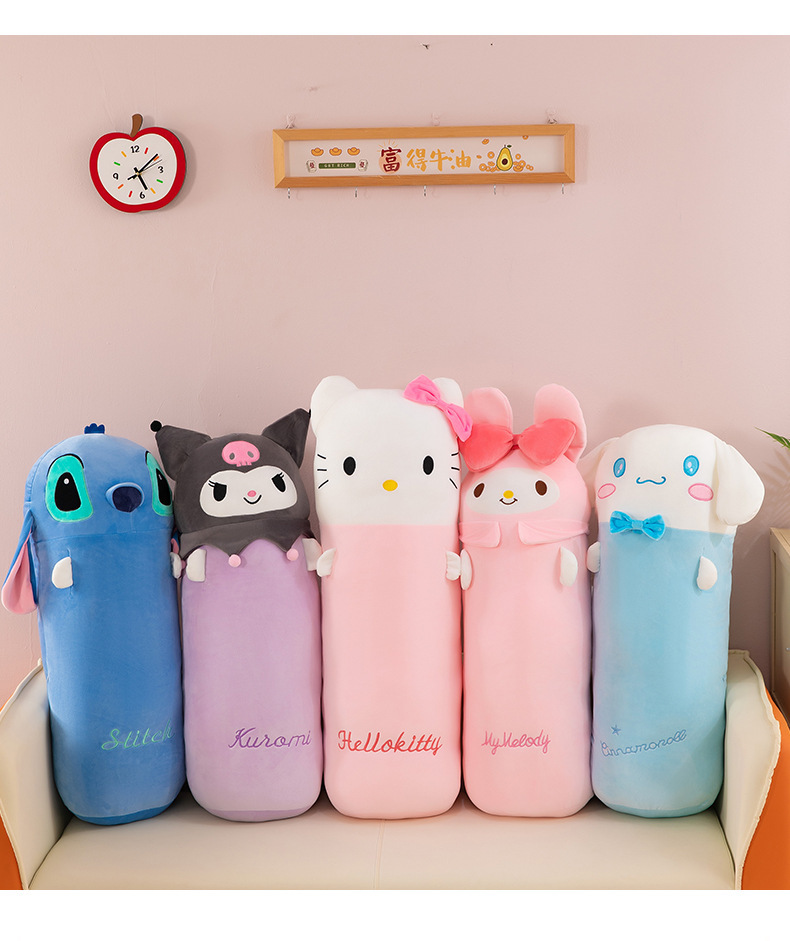 Cartoon Kuromi plush pillow, My Melody long plush toy, Sanrio sleeping companion, girl's gift