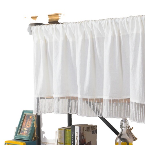 Le Xuanxiu INS-style white pure cotton short curtain finished product, simple coffee-colored half curtain directly supplied by manufacturer