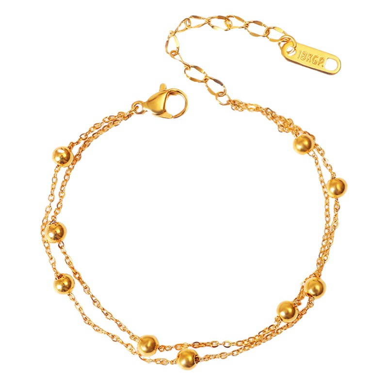 Европейский и американский трансграничный 2023 Новый Золотой винтажный двухэтажный браслет на ногу женский нишевый дизайн