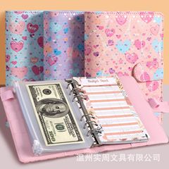 亚马逊现货A6爱心铁塔韩国马卡龙活页笔记本PU手帐本记事本旅行本
