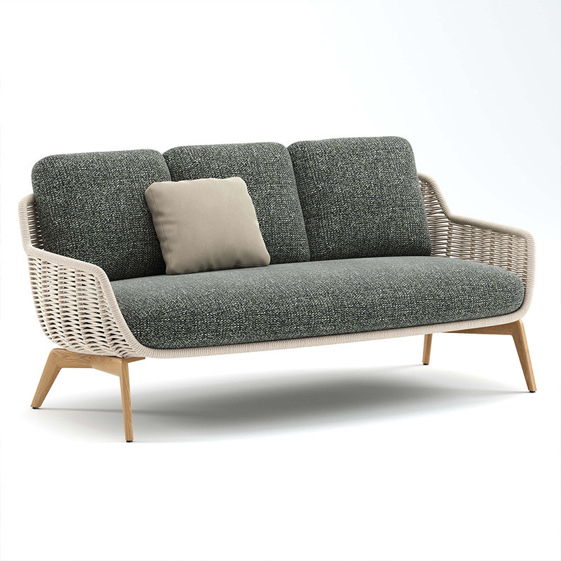 Sofá al aire libre patio de teca silla de ratán balcón villa hotel al aire libre aleación de aluminio nórdico tejido de ratán combinación impermeable