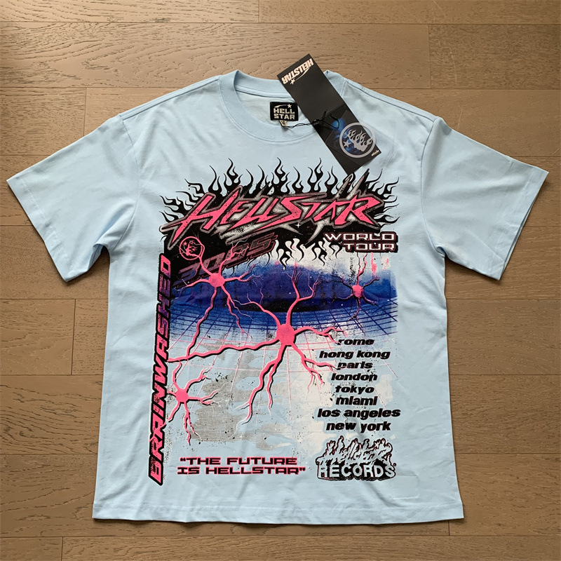美潮地獄の星insと同じレトロなプリント上着男女のカジュアルなファッション綿の水洗い半袖tシャツ|undefined