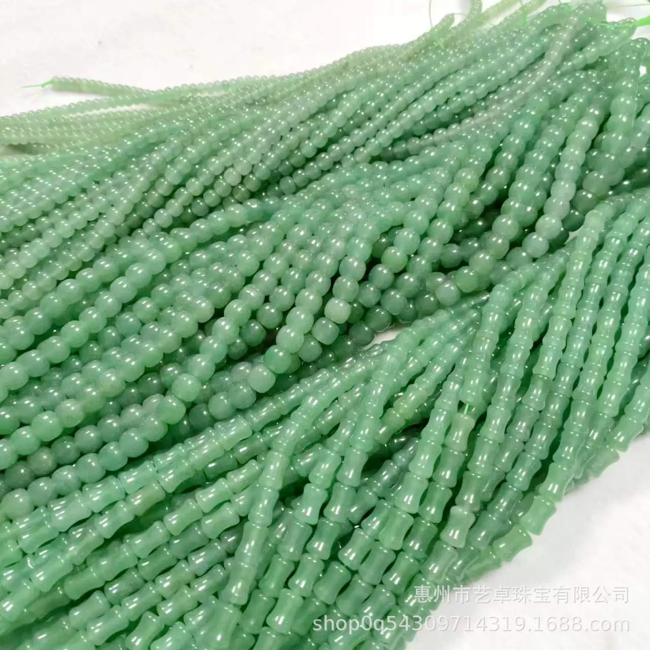 东陵玉老型珠 散珠绿东陵算盘珠串珠东陵玉桶珠隔珠diy饰品配件