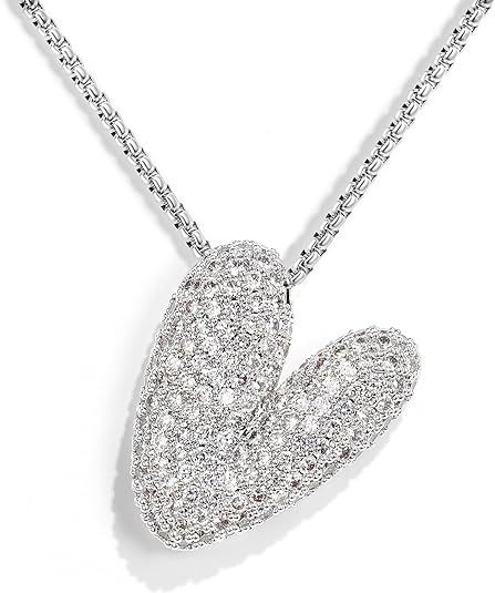 Venta caliente transfronteriza globo plateado gordito 26 letras inglesas collar colgante cobre chapado en oro real con incrustaciones de circón