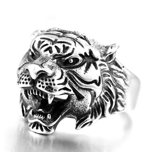 Cross-border foreign trade retro alloy men's ring European and American personalized tiger head alloy ring Alloy casting model