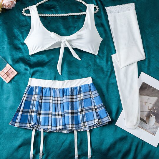 Cross-border Amazon foreign trade new sexy cute uniform suit role-playing clothing Europe and the United States sexy plaid skirt