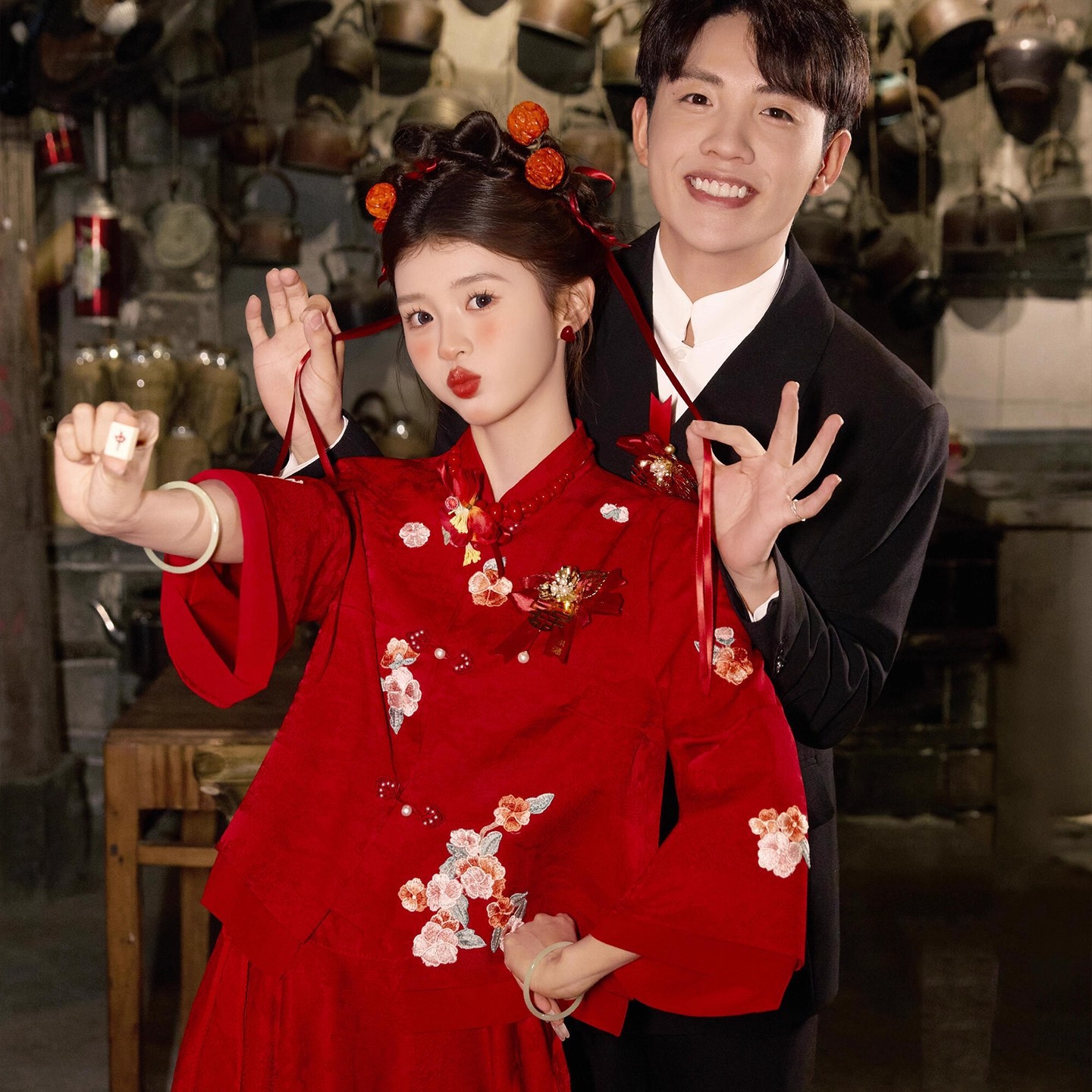 High-End New Chinese Style Wedding Red Suit for Petite Brides, Engagement and Homecoming Dress