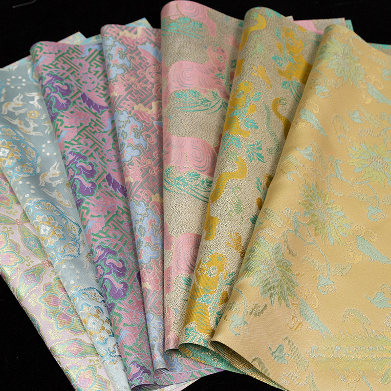 Imitación de Song brocado estilo chino jacquard brocado tela satin ropa de bebé saco martillo artesanal paquete de material DIY