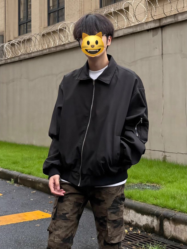 黑色ma1美式飞行夹克男秋季cleanfit短款廓形外套痞帅翻领棒球服|undefined