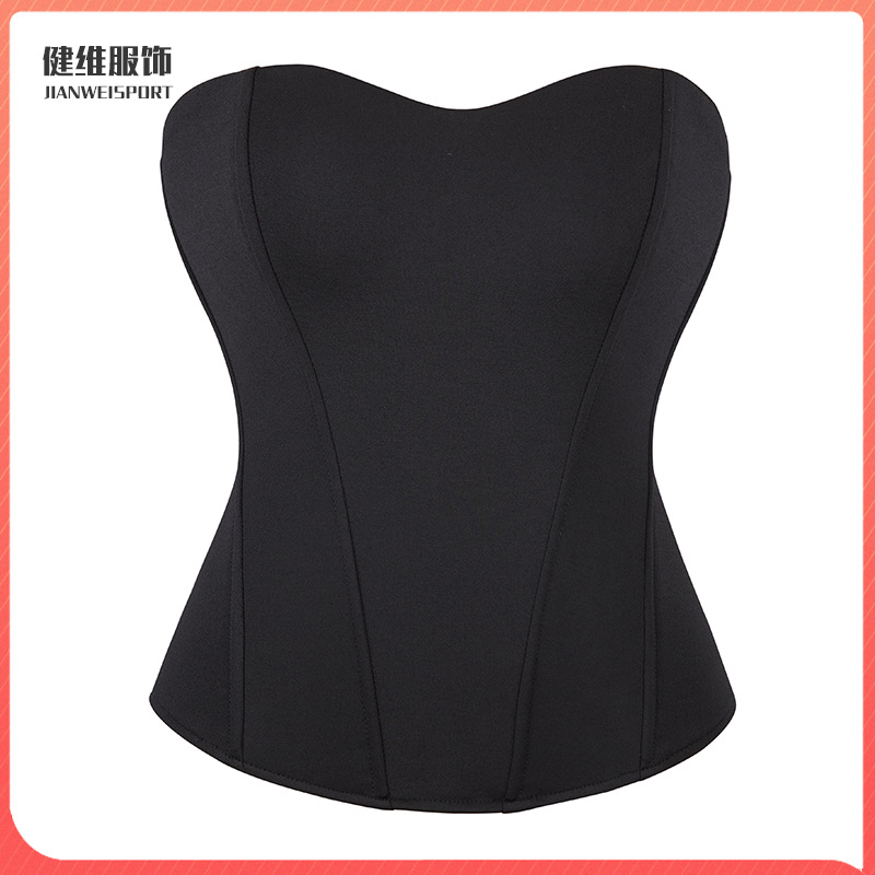 2025 New European and American Ins Sexy Corset Tube Top Slim Simple Solid Color Fishbone Top
