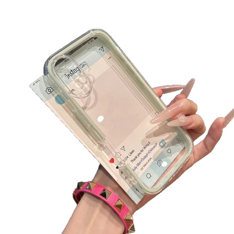 光沢二合一アクリルはアップル16携帯ケースiphone15保護カバー14高透13ソフトエッジを適用します。|undefined