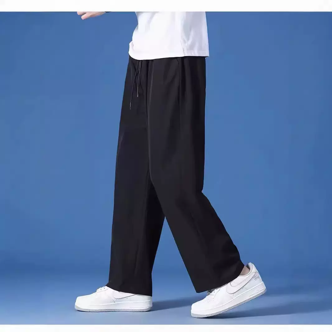 蚕丝直筒休闲男裤小个子夏季薄款学生直筒宽松夏天西装裤子