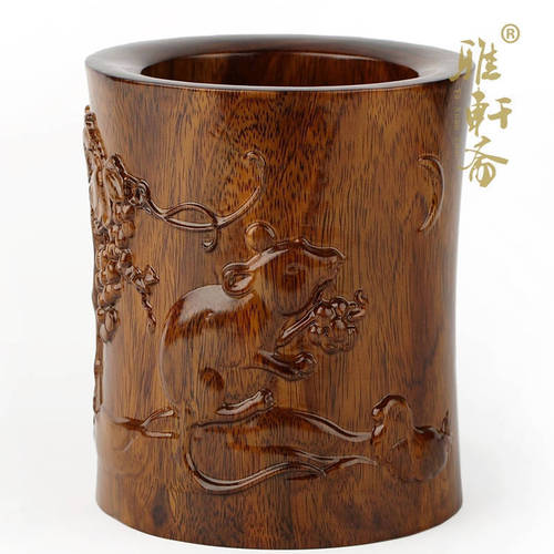 Mahogany crafts, solid wood carvings, twelve zodiac pen holders, wooden rat, horse, sheep, cow, tiger, ornaments, wooden fine products