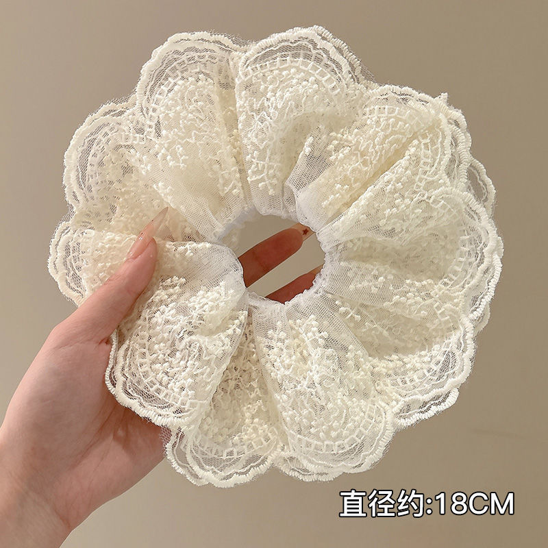 Ballet estilo encaje intestino grueso lazo para el cabello de alto valor con cola de caballo cuerda para el cabello flor para la cabeza niña de verano bola cabeza cuerda para el cabello accesorios para el cabello