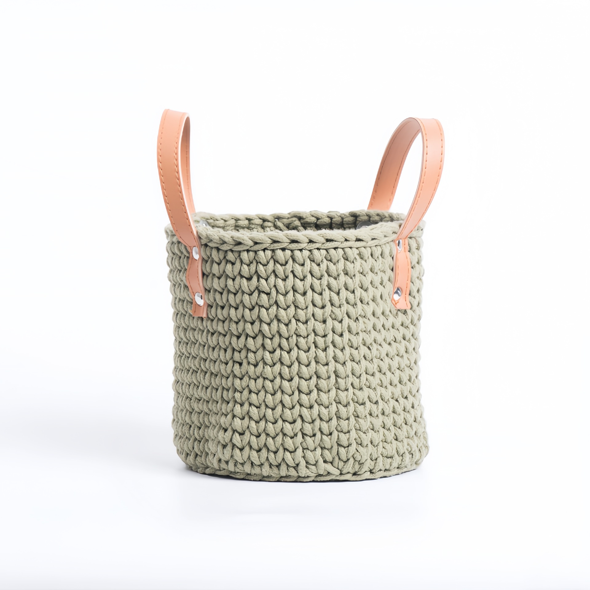 Cestas de tejido de algodón caseras de tejido cestas de almacenamiento de artículos diversos cosméticos manija de cuero cestas de almacenamiento de escritorio floral creativa