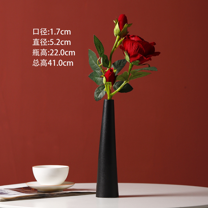 등대 꽃병 - 블랙 프로스트 - 스몰 + 레드 보습 장미 1개