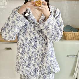 韩国ins女士秋冬新品韩系简约舒适睡衣套装休闲宽松家居服批发女