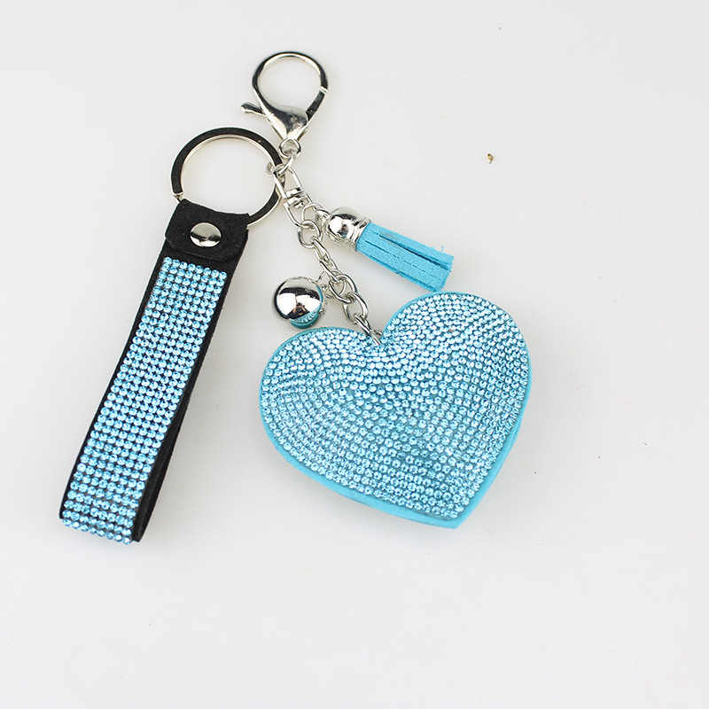 Modern Style Tassel Heart Shape Pu Leather Inlay Rhinestones Women's Bag Pendant Keychain display picture 8