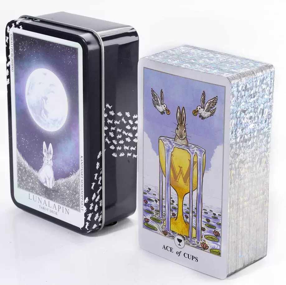 Колода Таро (Lunalapin Thai Moon Rabbit) — 78 карт, декоративная металлическая жестяная упаковка, фольгированное покрытие