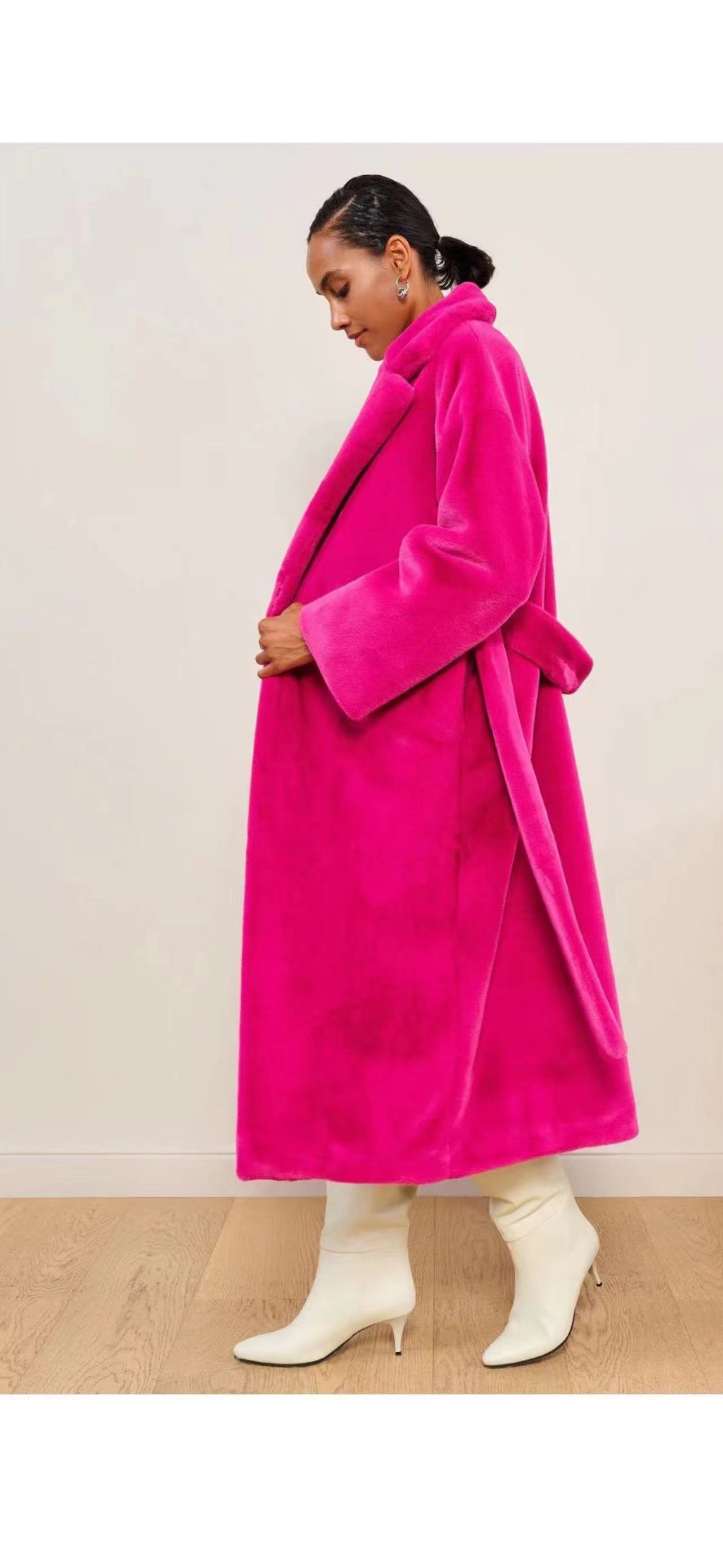 Damen Kunstfellmantel Mit Reverskragen Und Langem Weichem Futter_voghion.com