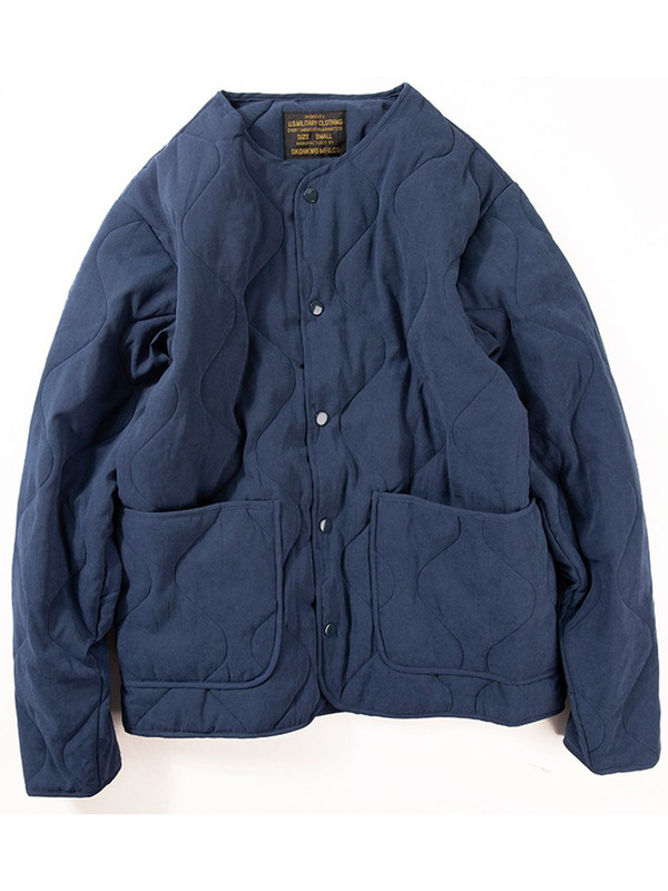 American Retro Lining Quilted Jacket, Khaki Outer Wear, Solid Color Cotton Jacket