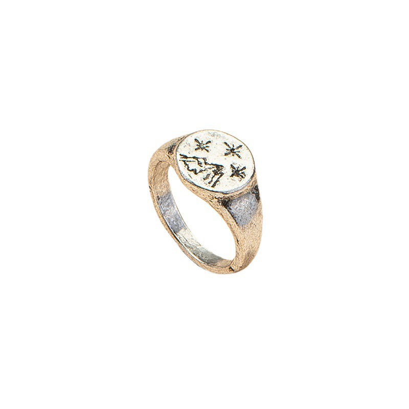 Fashion Metal Mountain Star Texture Retro Ring display picture 1