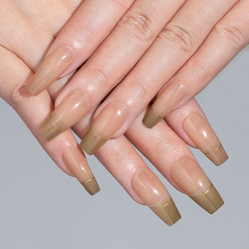 12 Pieces of Pink-Green Gradient Glossy Fashionable Simple Long Ballet False Nails Wholesale 12 Pieces of Pink-Green Gradient Glossy Fashionable Simple Long Ballet False Nails Wholesale