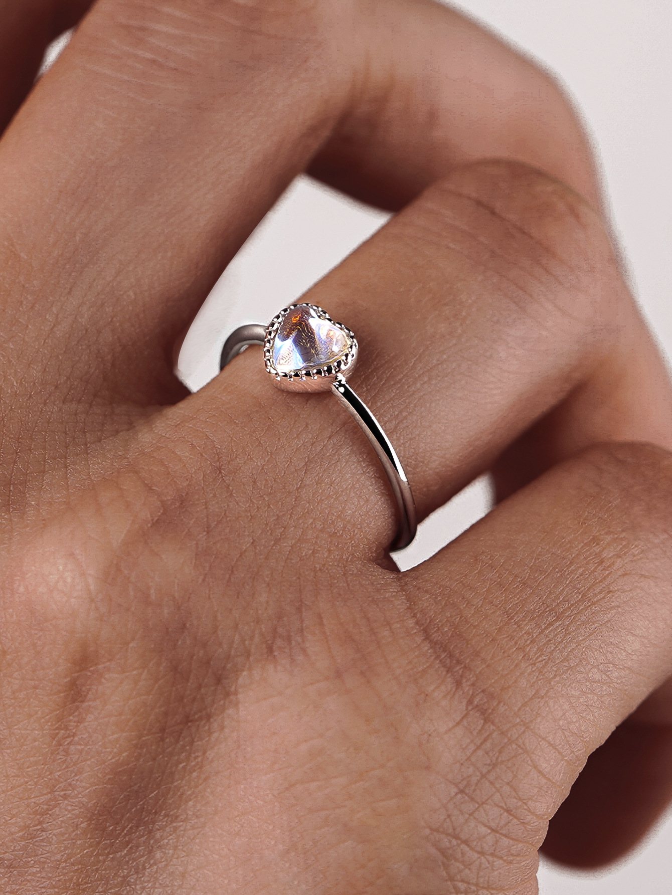 Aurora Moonstone Love Heart-shaped Ring 1