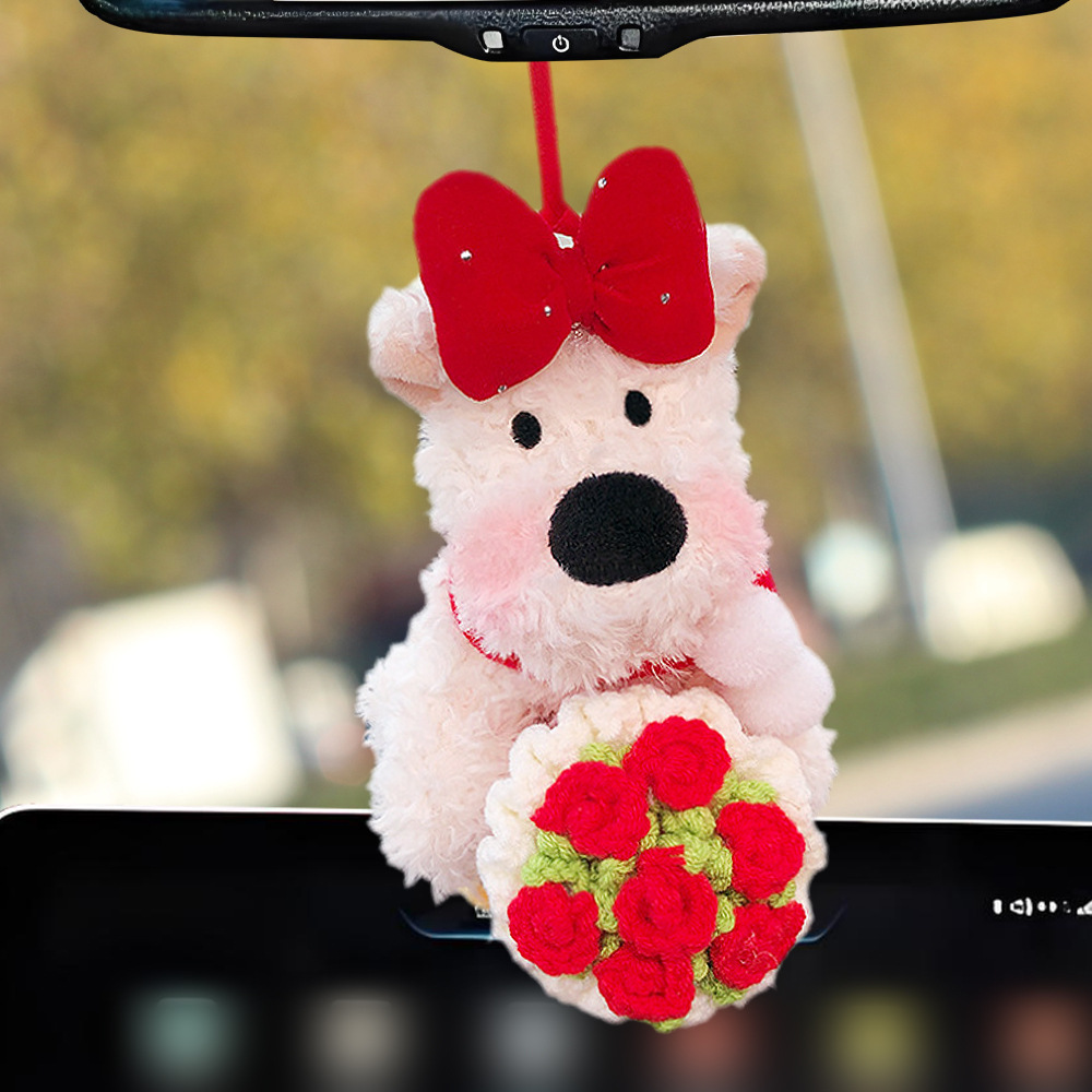 Colgante de automóvil West Highland Puppy 2025 nuevo espejo retrovisor de automóvil colgante muñeca de peluche muñeca sensación de alta calidad