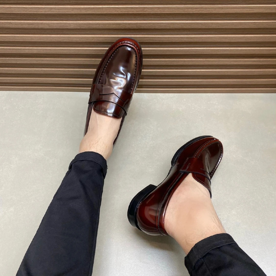 AOSHENG 하이 엔드 가죽 신발 광저우 오픈 엣지 비즈 카우보이 패션 남성 가죽 신발 슬립 온 영국 남성 신발 캐주얼 가죽 신발