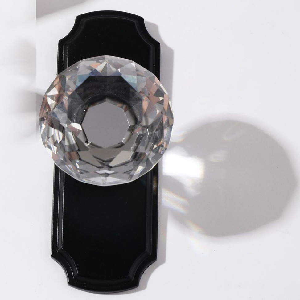 Manija de cristal de alta calidad de oro negro de aleación de zinc inferior mesita de noche manija de la puerta del gabinete del cajón del armario