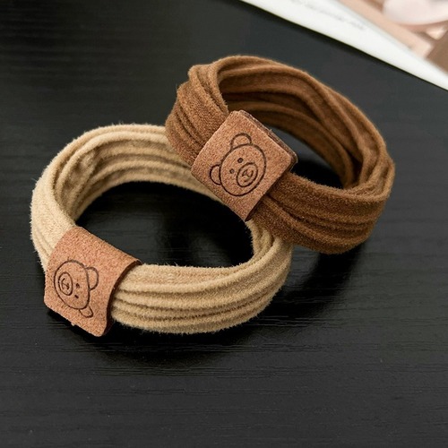 Cute bear head rope milk coffee color towel ring high elastic rubber band simple female hair tie high ponytail hair rope