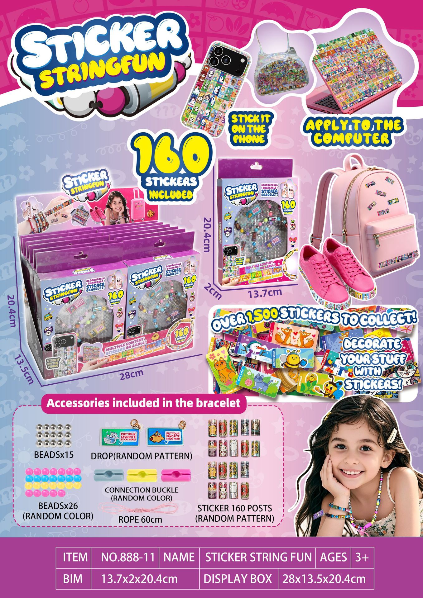 Pegatinas de juguetes para niños pulseras STICKI ROLL productos acabados creativos accesorios pegatinas de cuentas transfronterizas