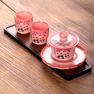 Li Huiyi Lard Jelly Happiness Flies to Qin Quan Pot One Pot Two Cups Tea Set Pink Ladies Ceramic Tea Set