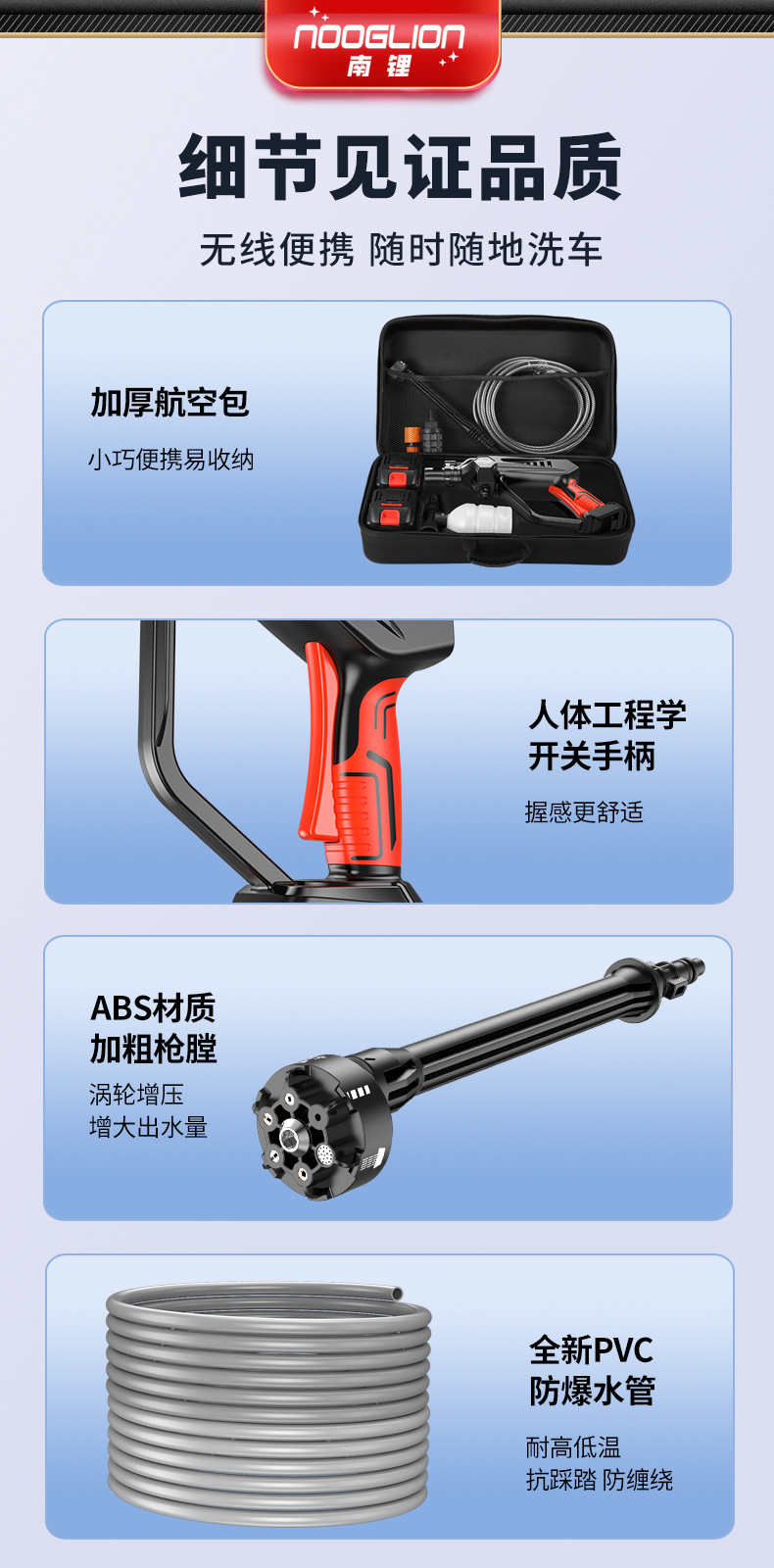 Brushless Lithium Battery Car Washing Machine, Electric Car Washing Gun, Household Wireless Water Gun, Cleaning Gun, Portable Rechargeable High-Pressure Car Washing Machine